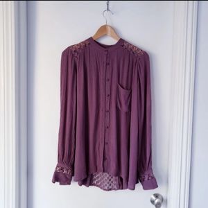 Free People Long Sleeve Embroidered Accent Sz S
